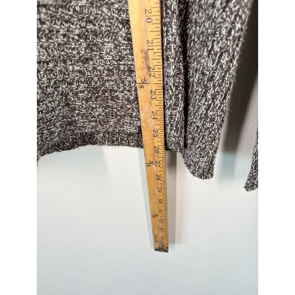 Women's  Large EFFECI Sweater Brown‎ /White Knit Hooded Double Buttons